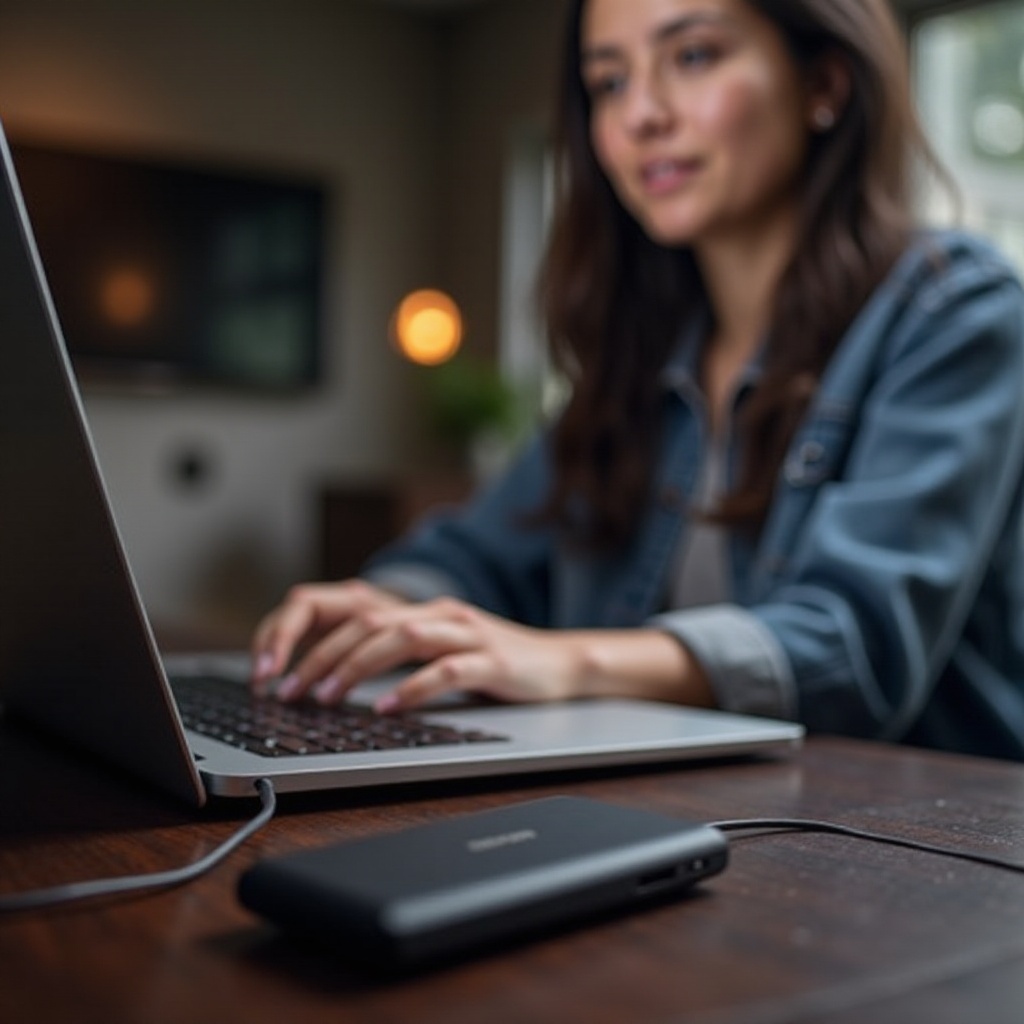 ไม่มี SSD แบบพกพาของซัมซุงเชื่อมต่อกับ MacBook Pro