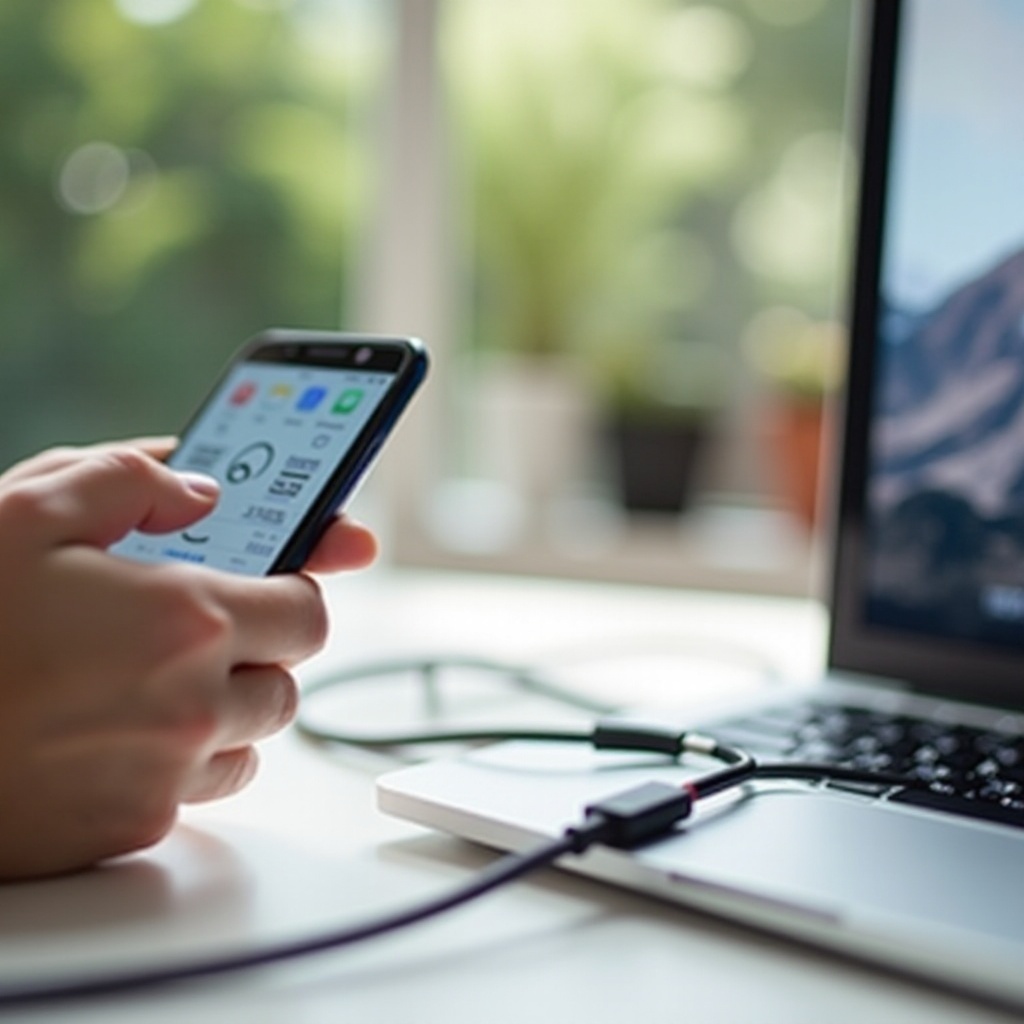 espelhamento de tela android com cabo usb